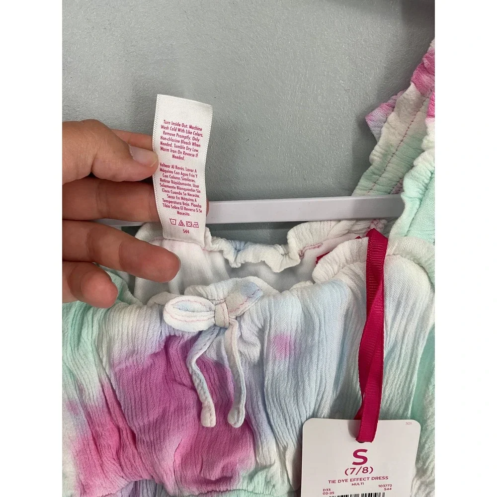 Justice Girls Tie Dye Effect Tiered Ruffle Pocket Dress Multi Size Small 7/8